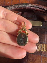 Load image into Gallery viewer, c. 1900 Bloodstone Heron and Carnelian Intaglio Fob
