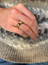 Load image into Gallery viewer, c. 1890 18ct Sapphire and Old Mine Cut Diamond Gypsy Ring
