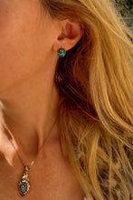 Load image into Gallery viewer, c. 1880 Turquoise Pavé Earrings
