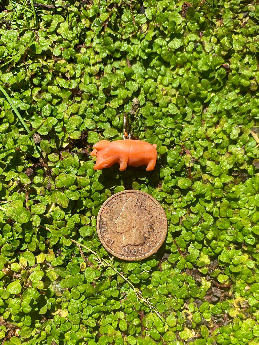 Early Victorian Coral Lucky Pig Charm