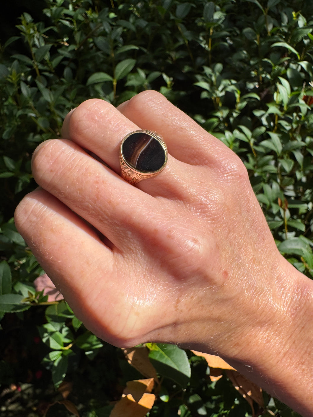 Banded Agate Signet Ring Dated to 1897