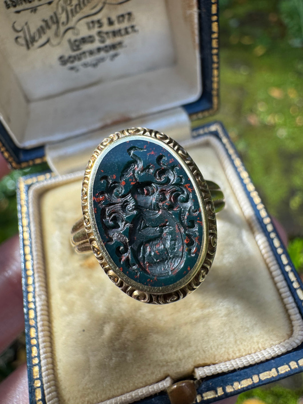 c. 1910 Bloodstone Intaglio Signet Ring