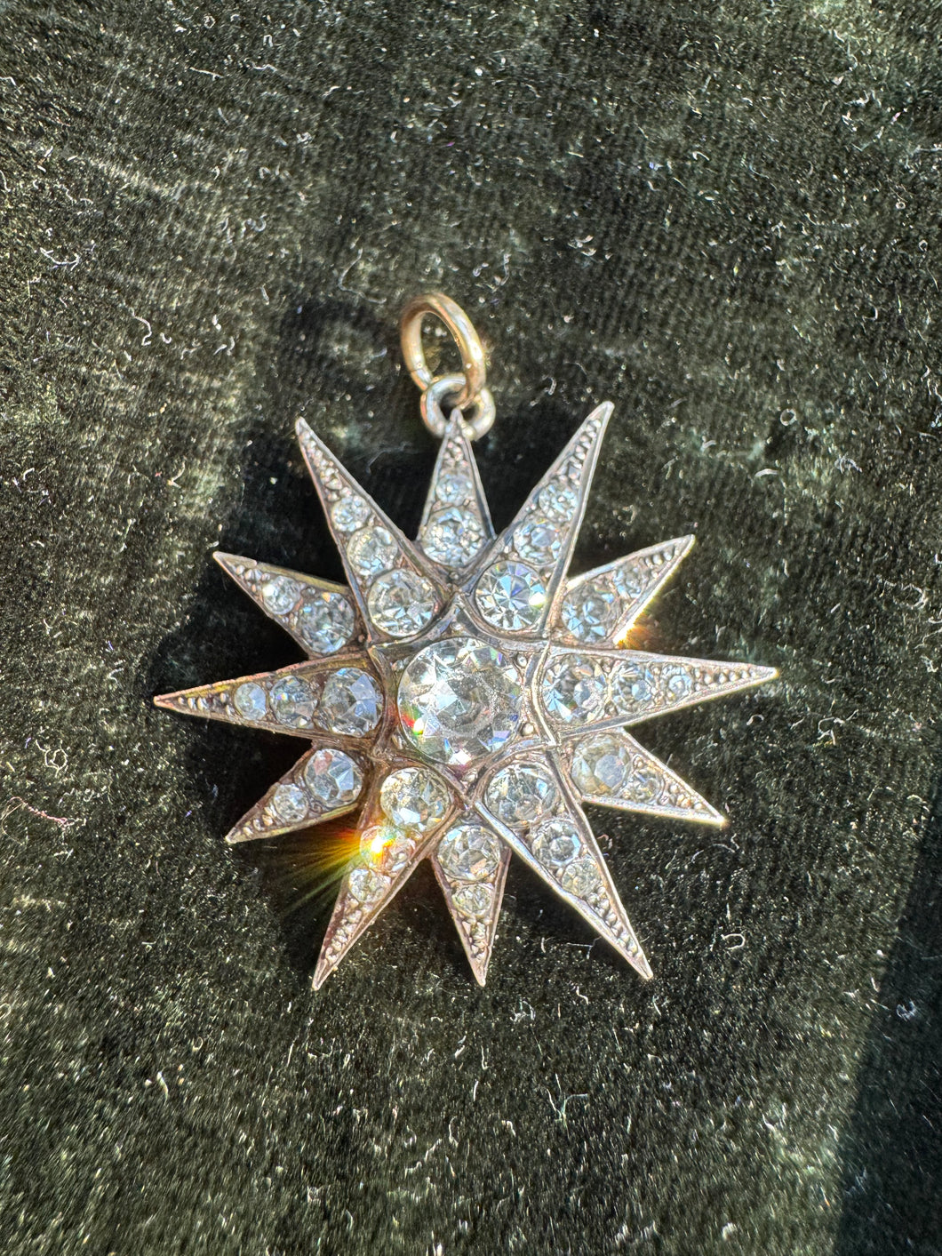 c. 1890 Paste and Silver Starburst Pendant