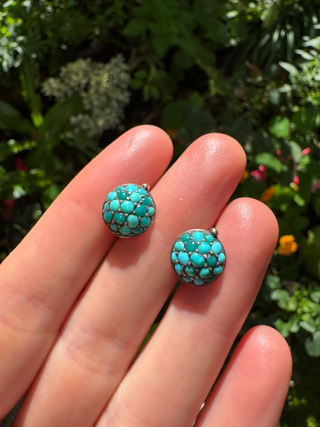 c. 1880 Turquoise Pavé Earrings