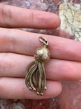 Load image into Gallery viewer, c. 1900 9ct Gold Floral Tassel Charm or Pendant
