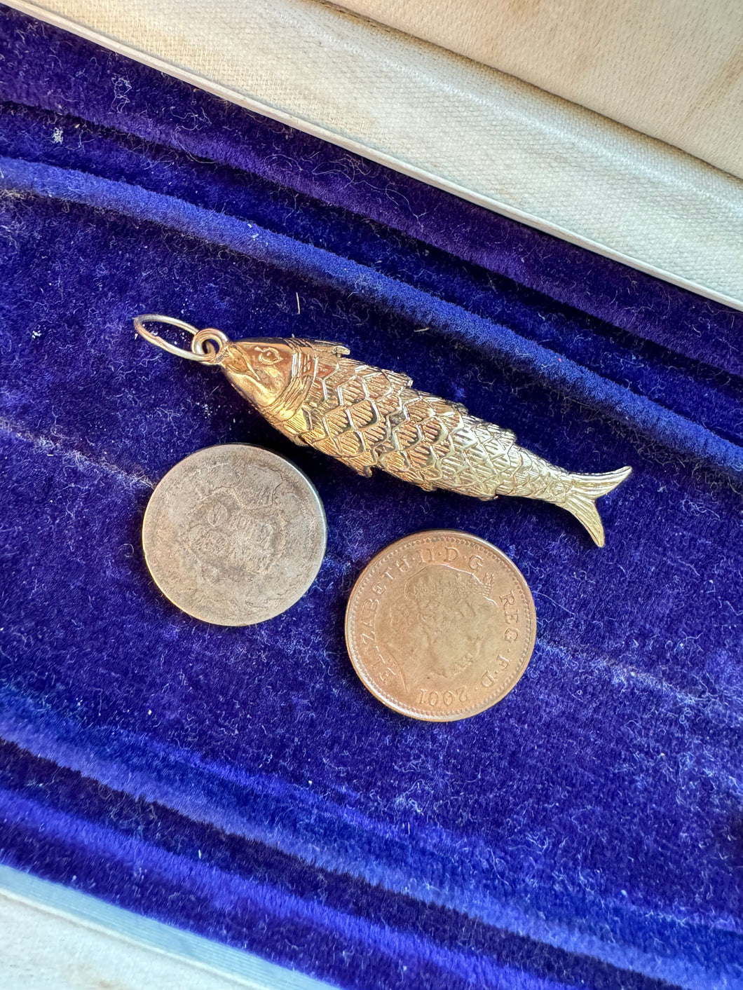 c. 1967 Vintage 9ct Gold Fish Charm or Pendant