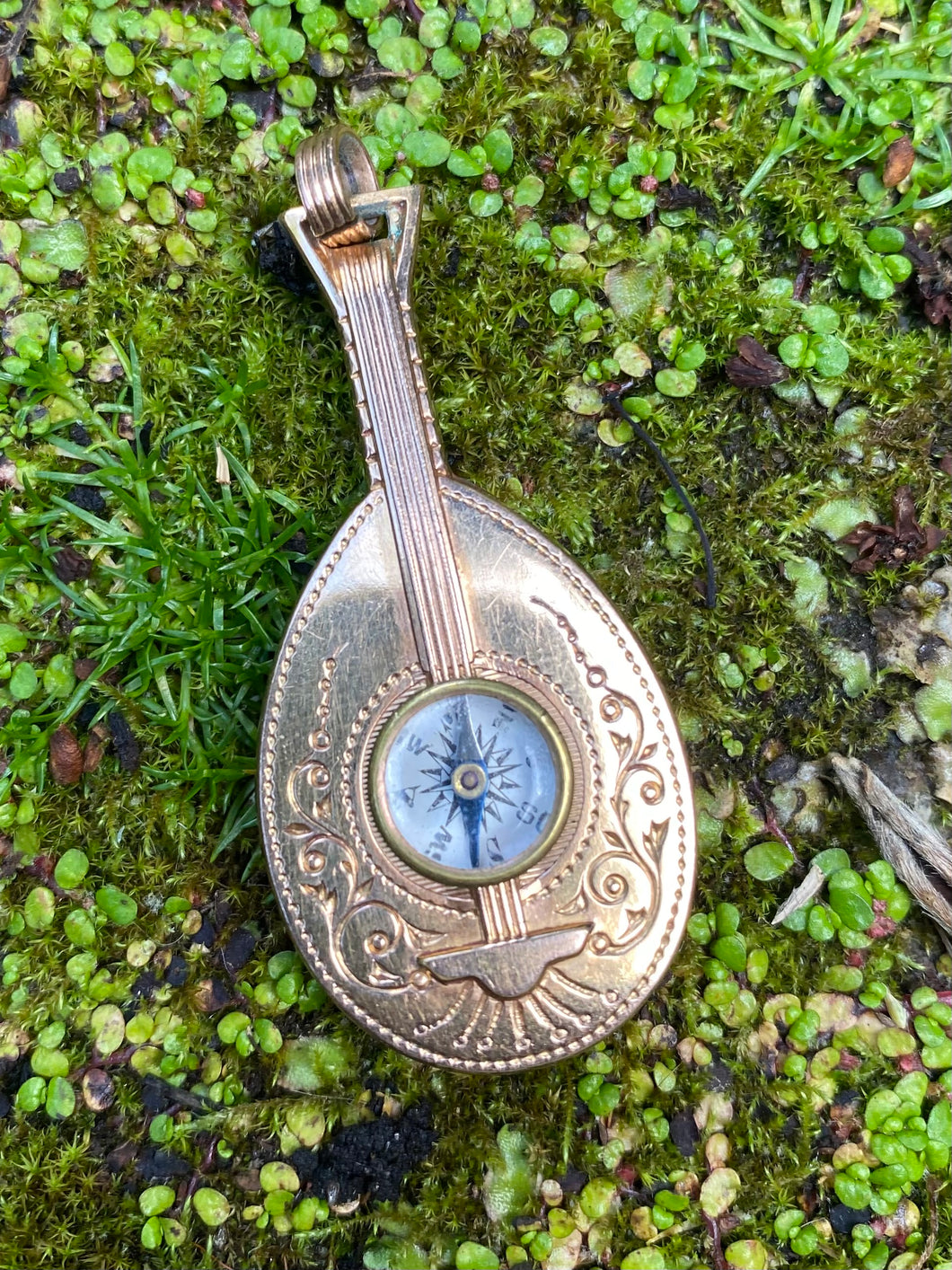 Victorian Mandoline & Compass Pendant