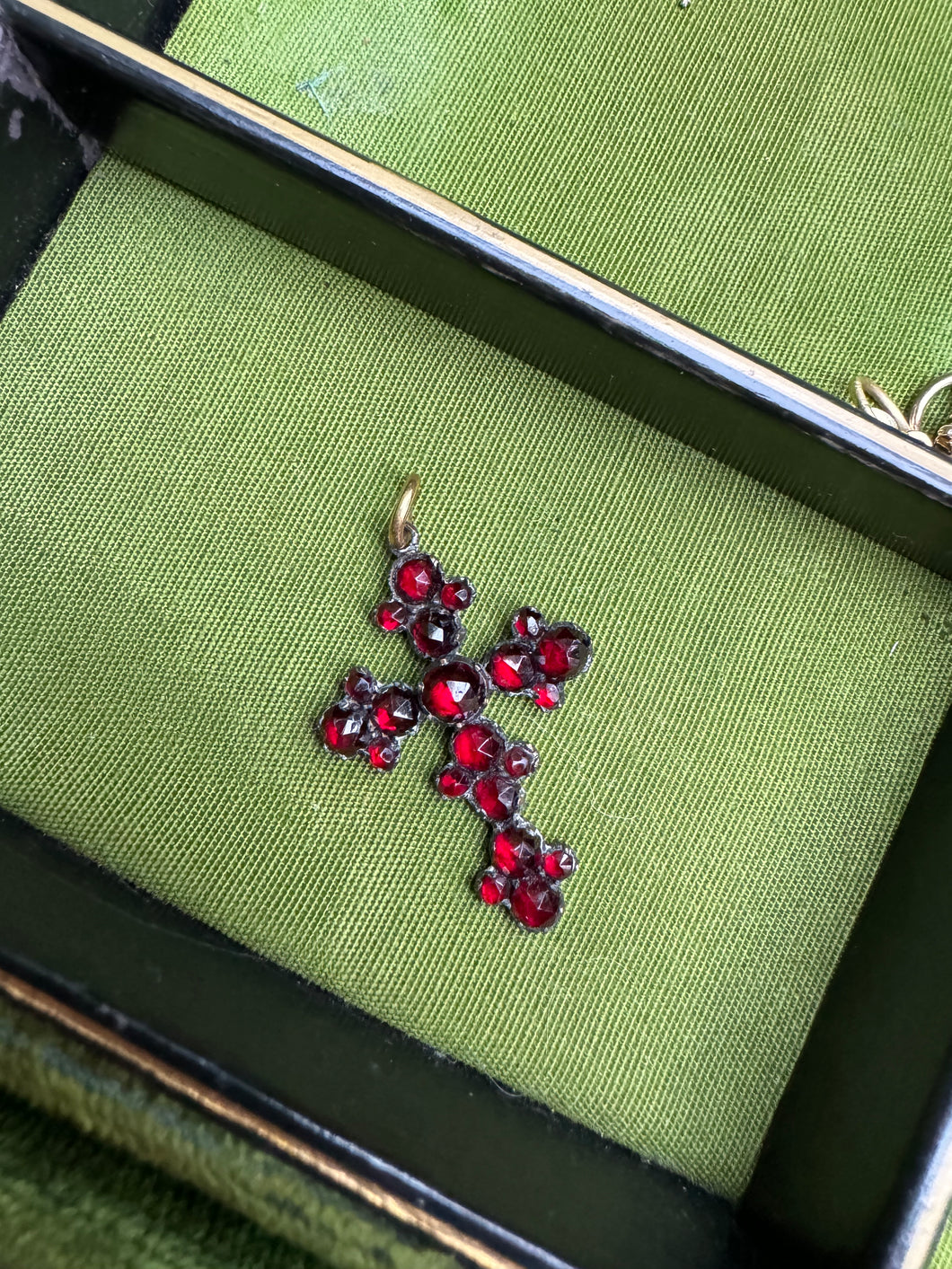 c. 1880 Bohemian Garnet Cross Pendant