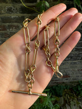 Load image into Gallery viewer, c. 1919 9ct Lovers Knot &amp; Trombone Link Chain
