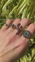 Load and play video in Gallery viewer, Antique Floral Sprig Garnet Ring
