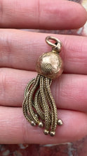 Load and play video in Gallery viewer, c. 1900 9ct Gold Floral Tassel Charm or Pendant
