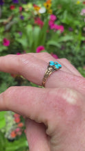 Load and play video in Gallery viewer, Early Victorian 15ct Gold Turquoise Forget Me Not Ring
