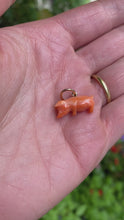 Load and play video in Gallery viewer, Early Victorian Coral Lucky Pig Charm
