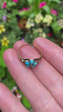 Load and play video in Gallery viewer, Early Victorian 15ct Gold Turquoise Forget Me Not Ring
