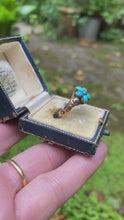 Load and play video in Gallery viewer, Early Victorian 15ct Gold Turquoise Forget Me Not Ring
